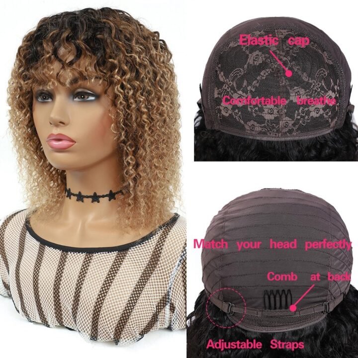 Ombre Jerry Curly 1B/30/27 Brazilian Human Hair Wigs 10" - Image 3