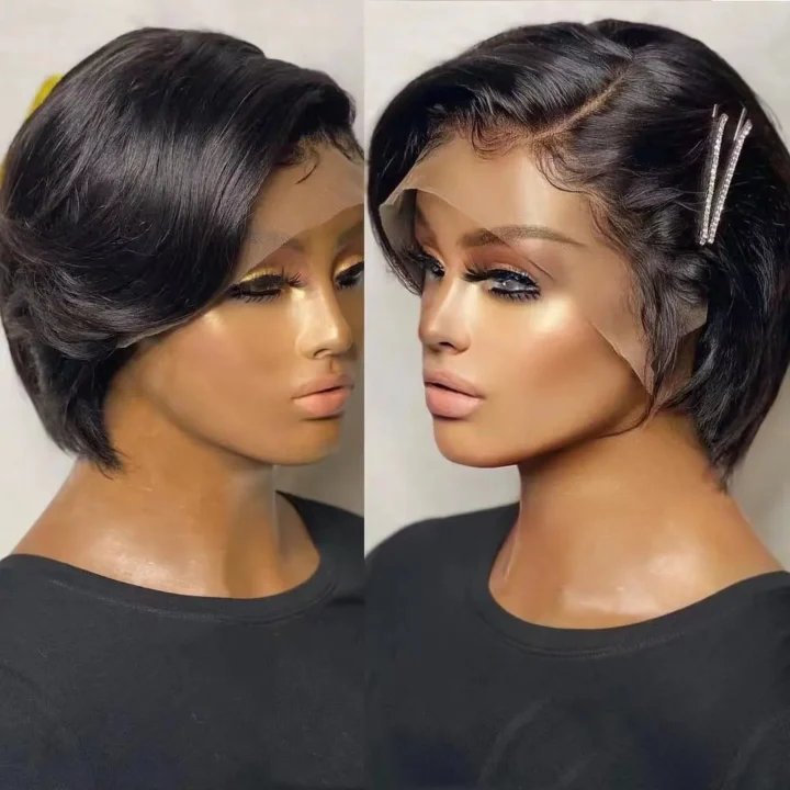 Pixie Cut Bob Wig Human Hair Wig, 13x4x1 HD Lace Front Wigs - Image 2
