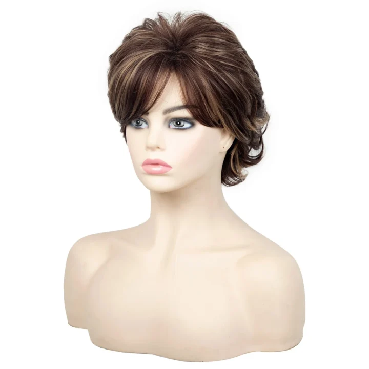 Short Deep Wave Synthetic Curly Wig For Women In A Stylish Khaki Color